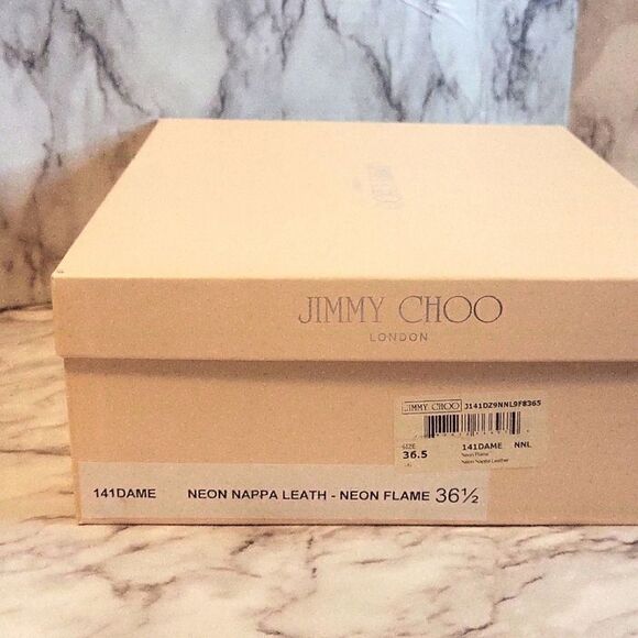 Jimmy Choo Neon Flame Nappa Caged Leather Sandals Heels Size 36.5 US 6.5 - Picture 10 of 16